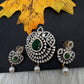 AD Diamond Finish Emerald Pendent Set