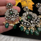 Victorian  Pearls Color Stone Pendent Set - Green