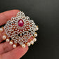 AD Color Stone Pendent Set - Red