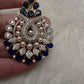 AD Color Stone Pearl Beads Pendent Set - Blue