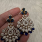 AD Color Stone Pearl Beads Pendent Set - Blue