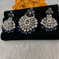 AD Color Stone Pearl Beads Pendent Set - Blue