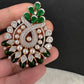 AD Color Stone Pearl Beads Pendent Set - Green