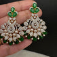 AD Color Stone Pearl Beads Pendent Set - Green