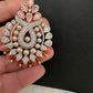 AD Color Stone Pearl Beads Pendent Set - Pink