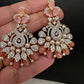 AD Color Stone Pearl Beads Pendent Set - Pink