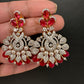 AD Color Stone Pearl Beads Pendent Set - Red