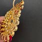 AD Color Stone Pearl Beads Pendent Set - Red