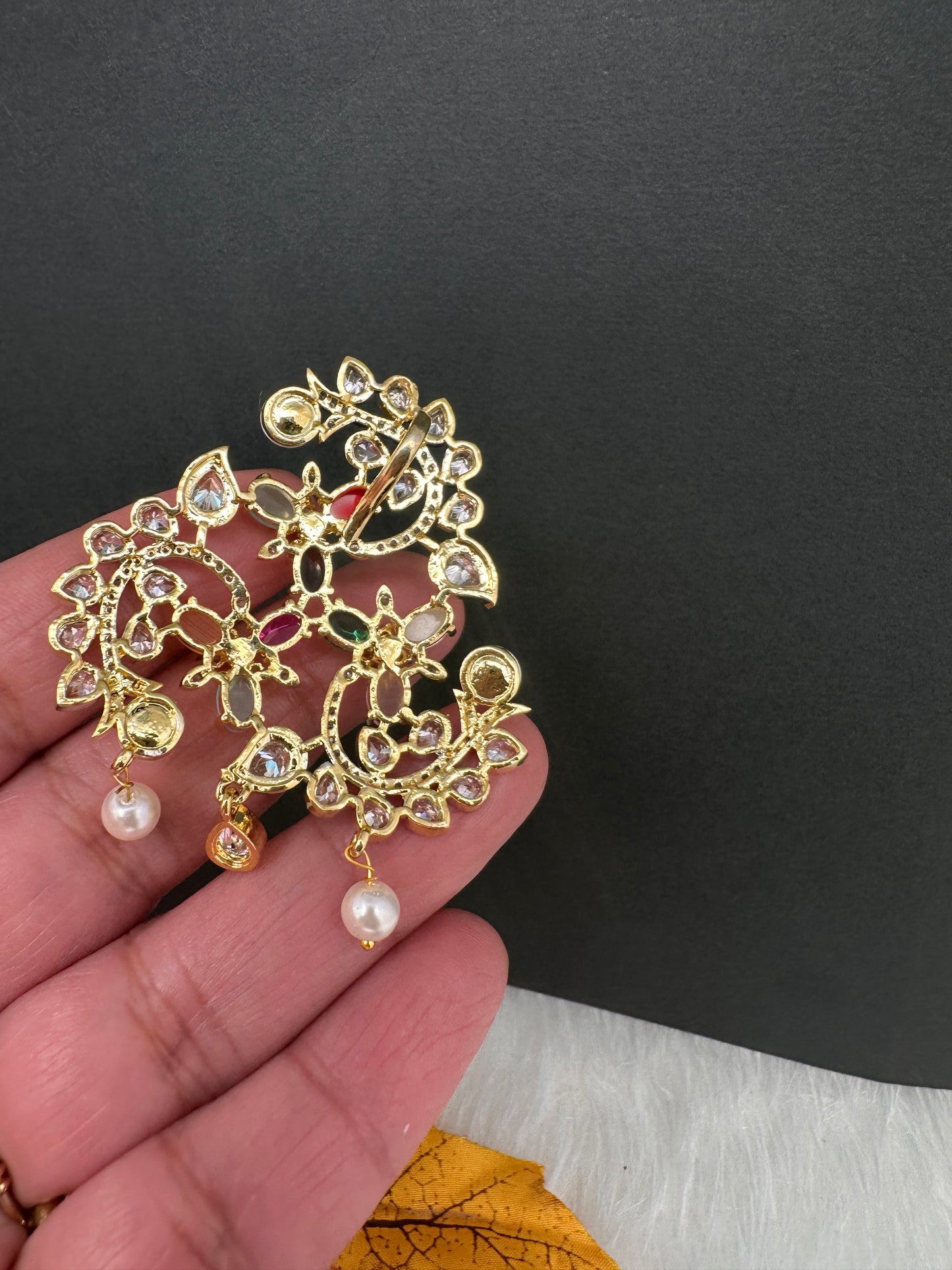 CZ Navratan Pendent Set - 