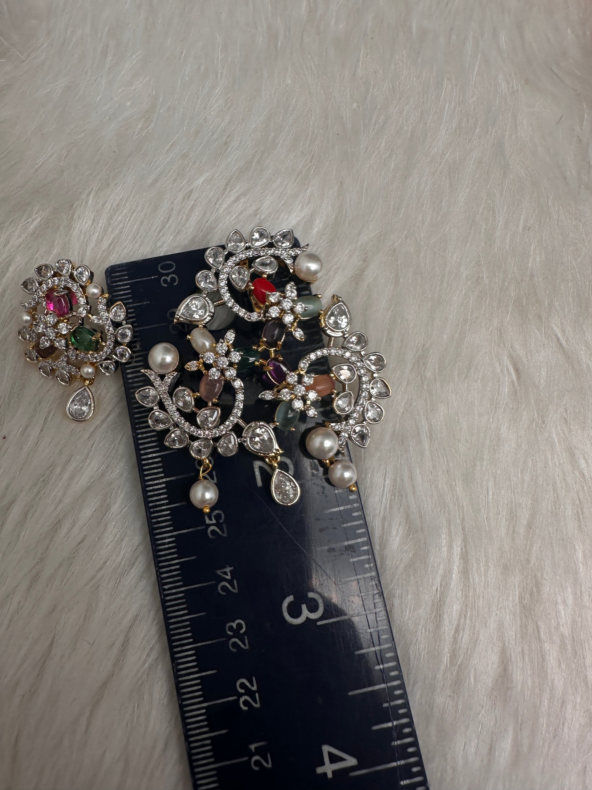 CZ Navratan Pendent Set - 