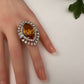 AD Silver Adjustable Color Stone Cocktail Ring - Gold