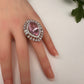 AD Silver Adjustable Color Stone Cocktail Ring - Pink