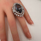 AD Silver Adjustable Color Stone Cocktail Ring - Purple