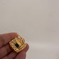 AD Gold Finish Adjustable Color Stone Cocktail Ring - Blue
