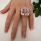 AD Gold Finish Adjustable Color Stone Cocktail Ring - Pink