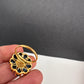 AD Gold Finish Floral Adjustable Color Stone Cocktail Ring - Blue