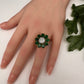 AD Gold FinishFloral Adjustable Color Stone Cocktail Ring - Green