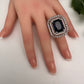 CZ Silver Finish Adjustable Color Stone Cocktail Ring - Blue