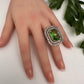 CZ Silver Finish Adjustable Color Stone Cocktail Ring - LightGreen