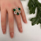 AD Gold Adjustable Color Stone Cocktail Ring - Green