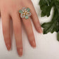 AD Gold Adjustable Color Stone Cocktail Ring - LightGreen