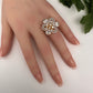 AD Gold Adjustable Color Stone Cocktail Ring - White