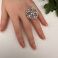 AD Silver Adjustable Color Stone Cocktail Ring - LightGreen
