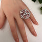 AD Silver Adjustable Color Stone Cocktail Ring - Pink