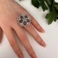 AD Silver Adjustable Color Stone Cocktail Ring - Purple