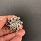 AD Floral Silver Adjustable Color Stone Cocktail Ring - Blue
