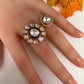Moisaanite 2-1 Adjustable Color Stone Cocktail Ring