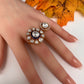 Moisaanite 2-1 Adjustable Color Stone Cocktail Ring