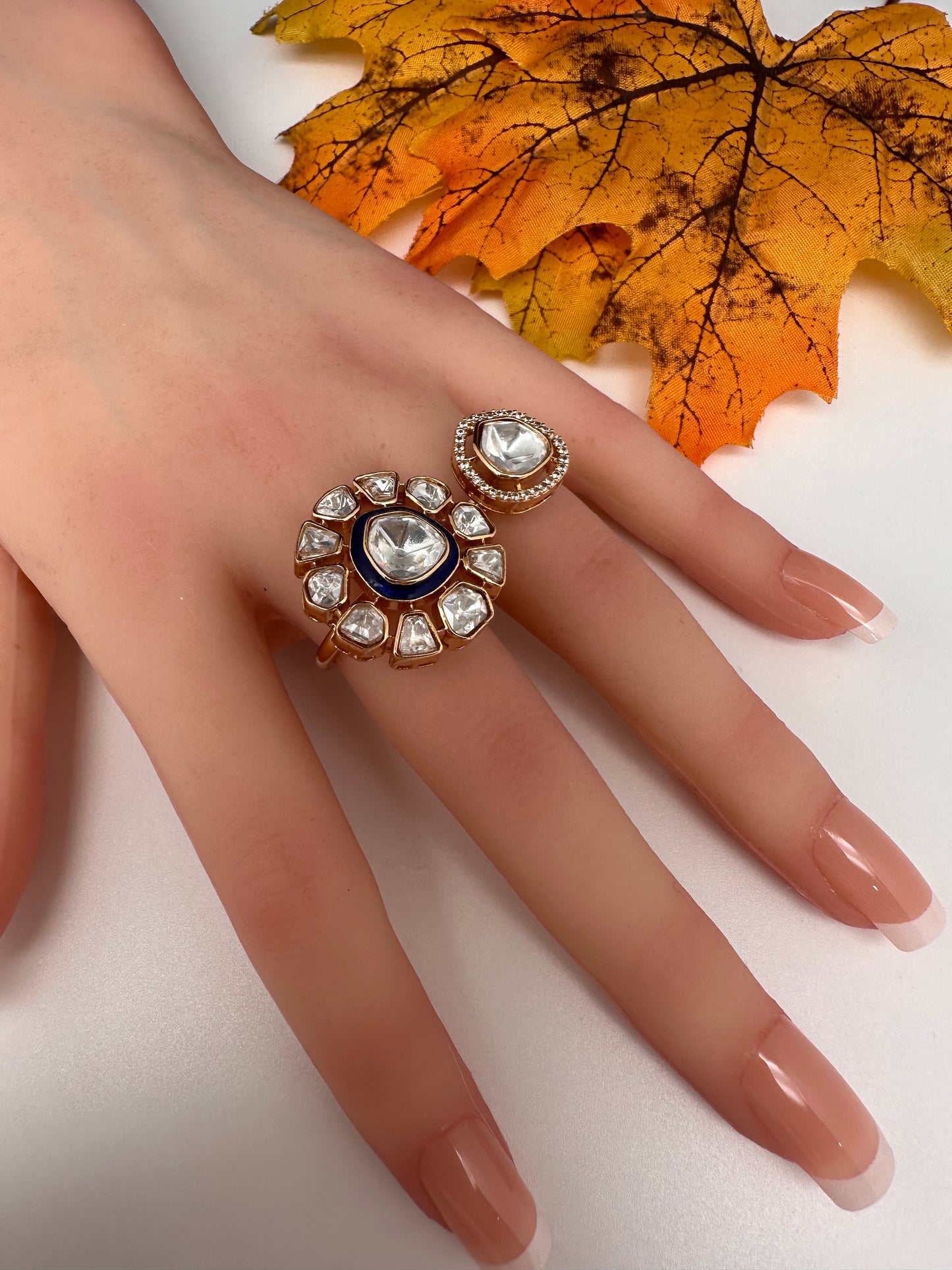 Moisaanite 2-1 Adjustable Color Stone Cocktail Ring