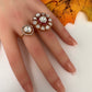Moisaanite 2-1 Adjustable Color Stone Cocktail Ring - Red