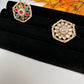 Kundan Pearls Adjustable Color Stone Cocktail Ring - Red