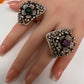 Victorian Color Stone Adjustable Color Stone Cocktail Ring - Green
