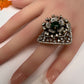Victorian Color Stone Adjustable Color Stone Cocktail Ring - Green