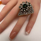 Victorian Color Stone Adjustable Color Stone Cocktail Ring - Green
