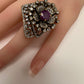 Victorian Color Stone Adjustable Color Stone Cocktail Ring - Red