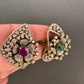 Victorian Color Stone Adjustable Color Stone Cocktail Ring - Red