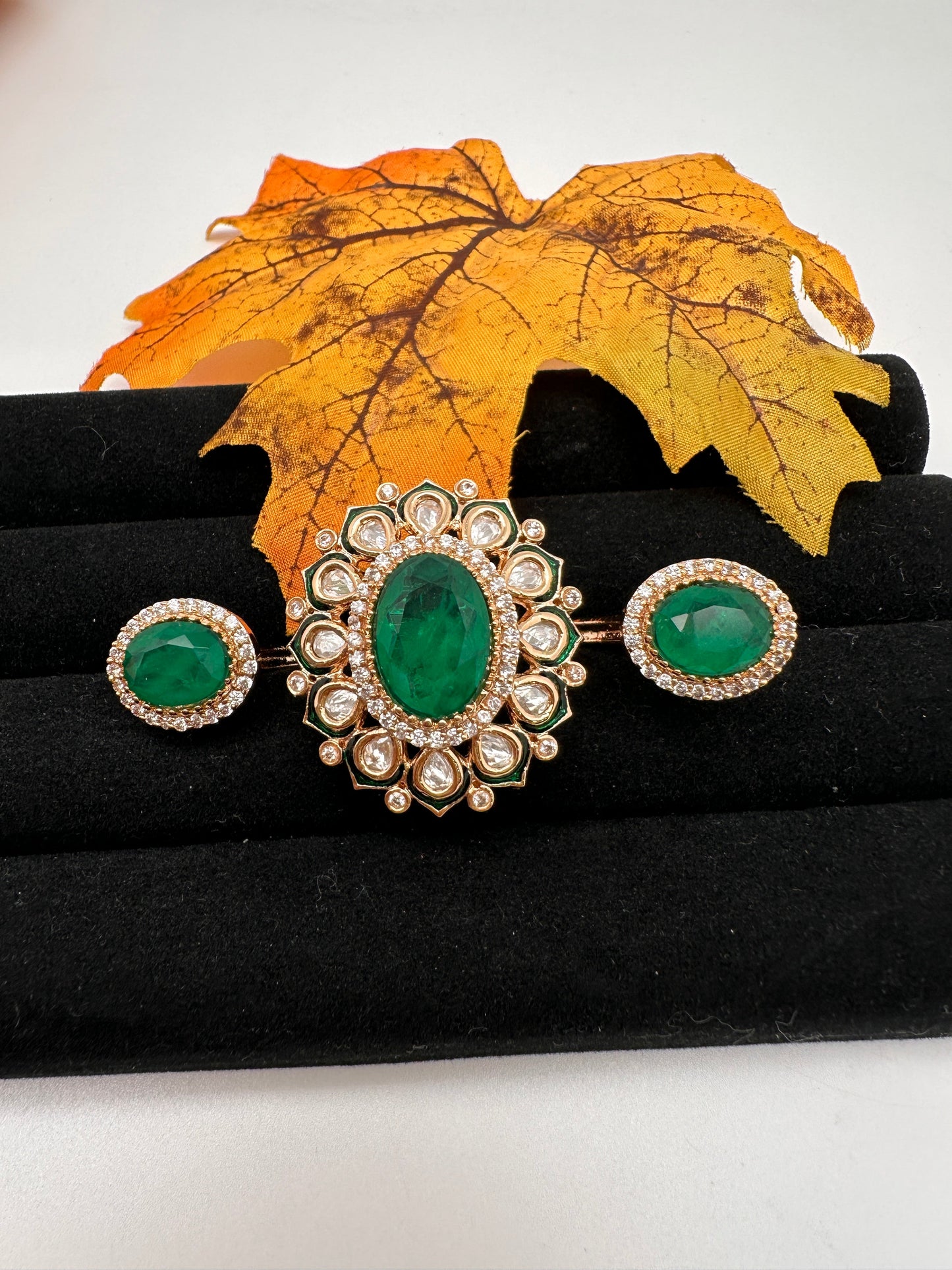 Statement Color Stone Adjustable Color Stone Cocktail Ring - Green