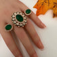 Statement Color Stone Adjustable Color Stone Cocktail Ring - Green
