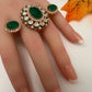 Statement Color Stone Adjustable Color Stone Cocktail Ring - Green