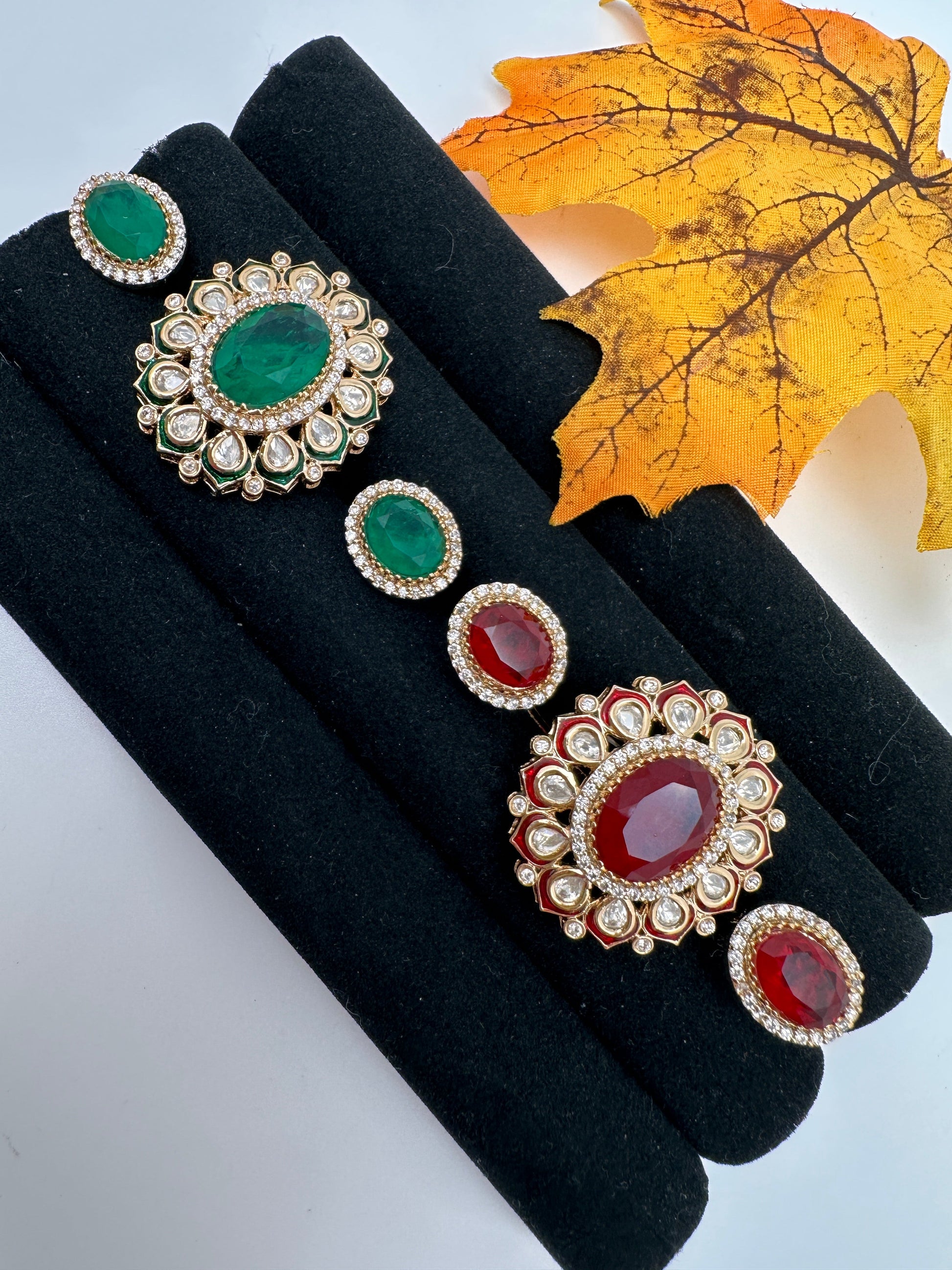 Statement Color Stone Adjustable Color Stone Cocktail Ring - Red