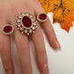 Statement Color Stone Adjustable Color Stone Cocktail Ring - Red
