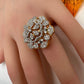 AD Adjustable Color Stone Cocktail Ring