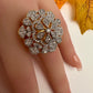 AD Adjustable Color Stone Cocktail Ring