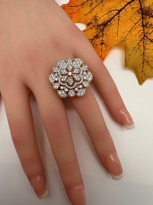AD Adjustable Color Stone Cocktail Ring