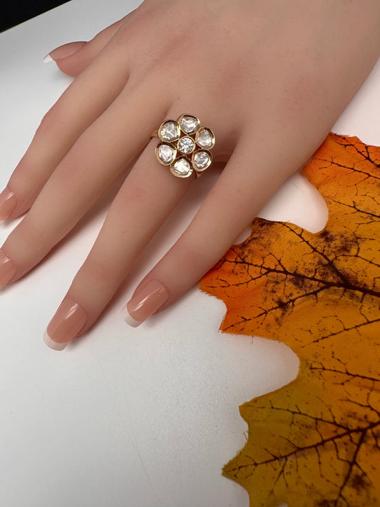 Kundan Small Adjustable Cocktail Finger Ring