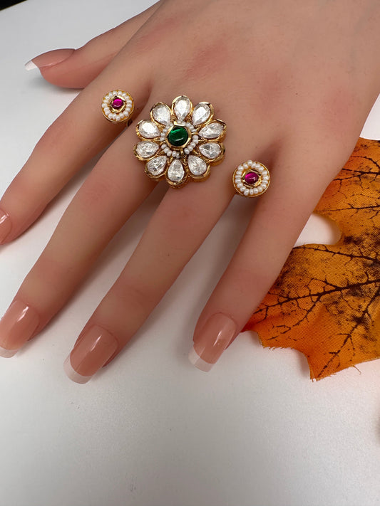 Kundan Statement Adjustable Cocktail Finger Ring